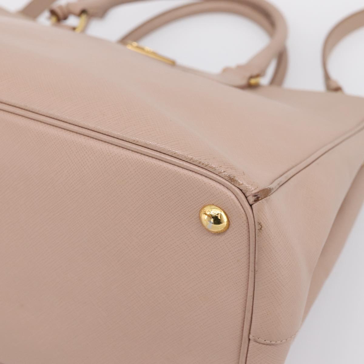 PRADA Galleria Hand Bag Saffiano 2way Pink Gold Tone Auth 202076V
