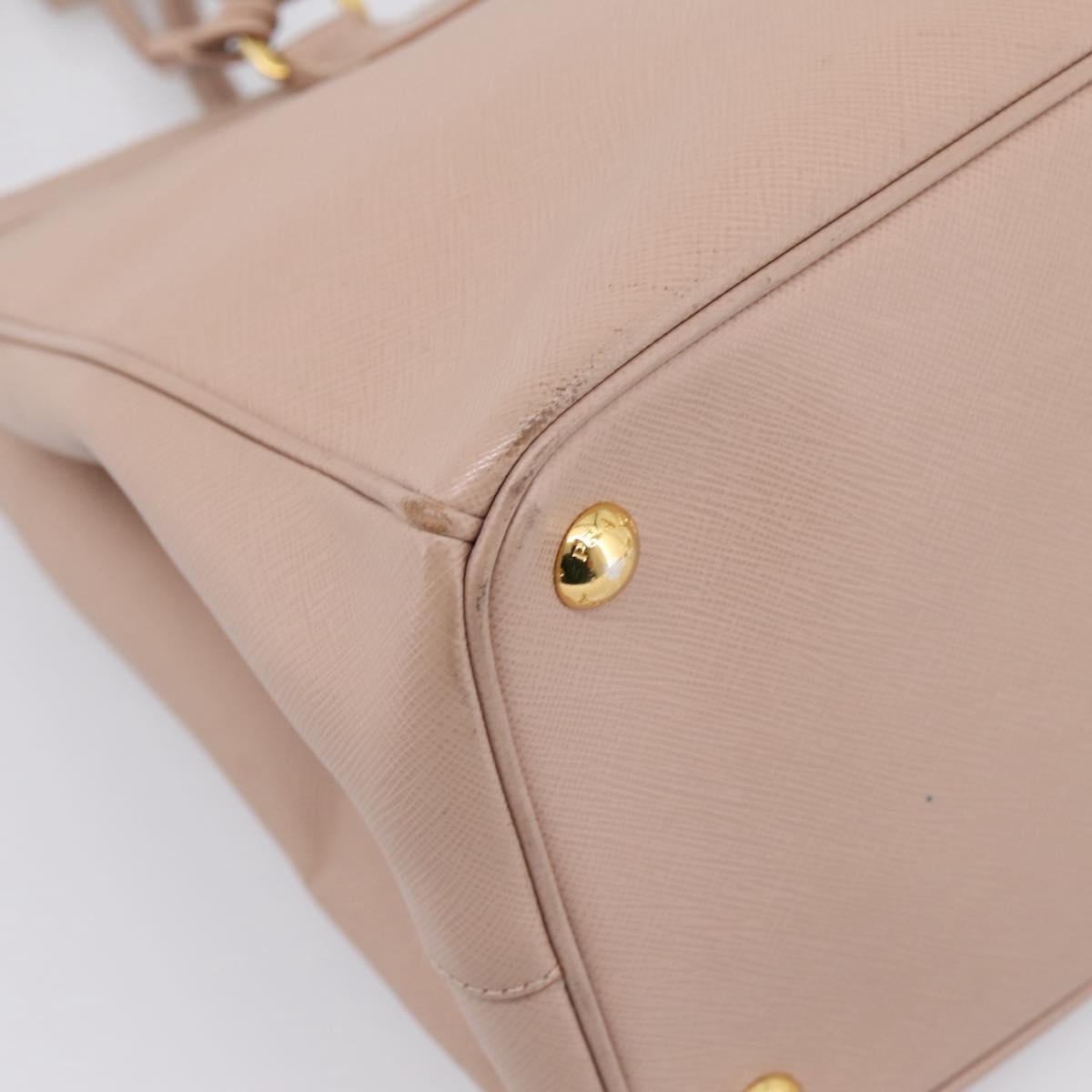 PRADA Galleria Hand Bag Saffiano 2way Pink Gold Tone Auth 202076V