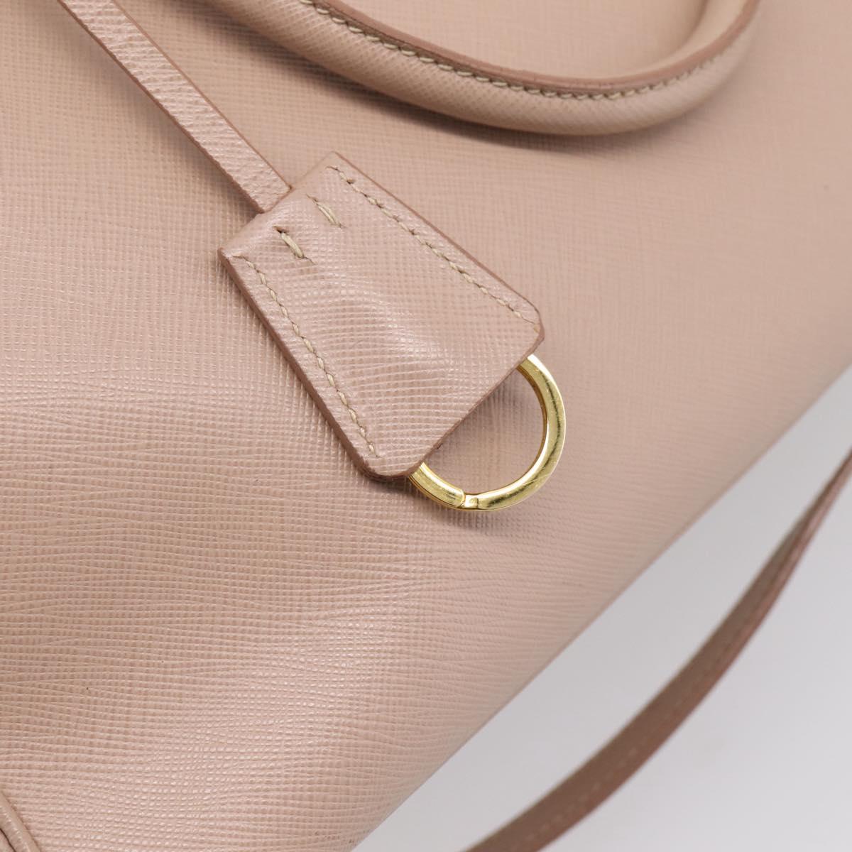 PRADA Galleria Hand Bag Saffiano 2way Pink Gold Tone Auth 202076V