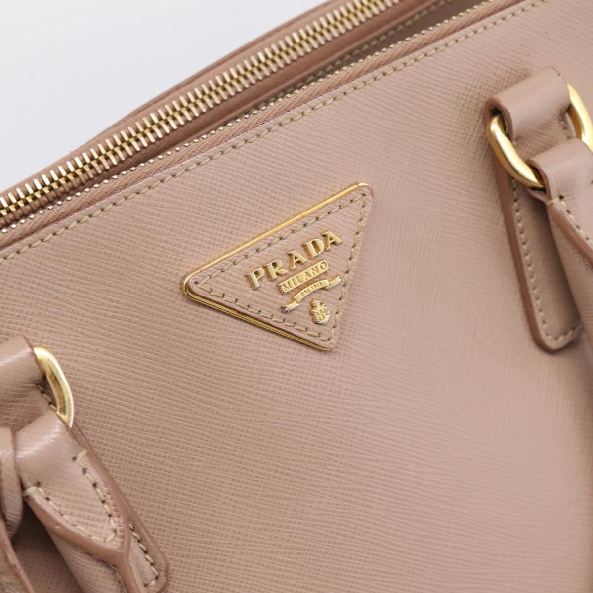 PRADA Galleria Hand Bag Saffiano 2way Pink Gold Tone Auth 202076V
