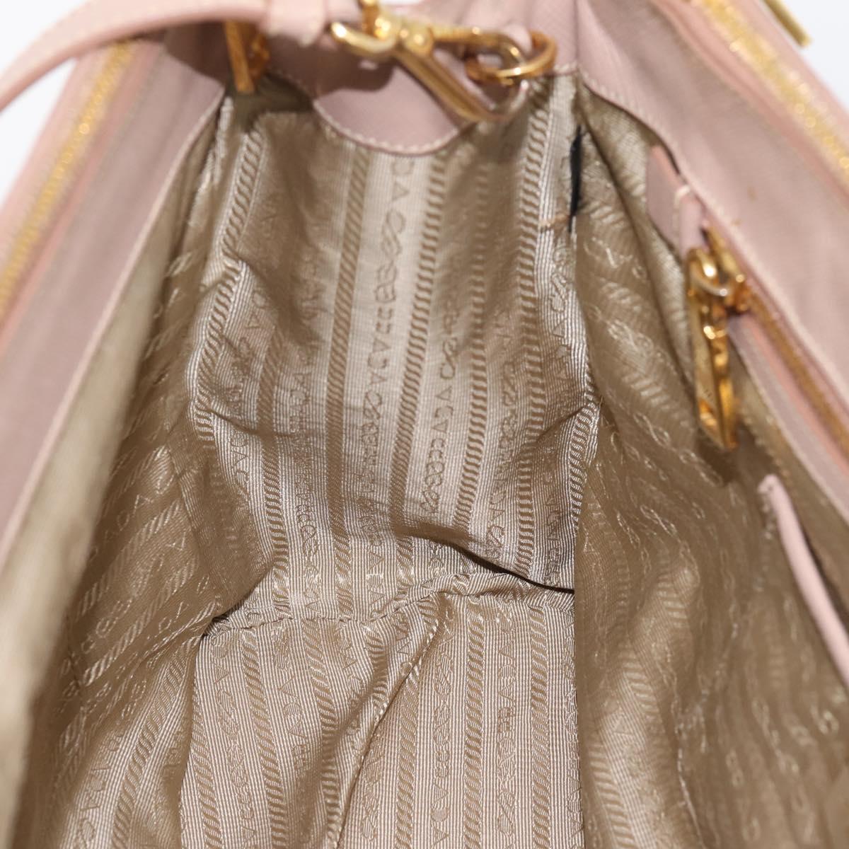 PRADA Galleria Hand Bag Saffiano 2way Pink Gold Tone Auth 202076V