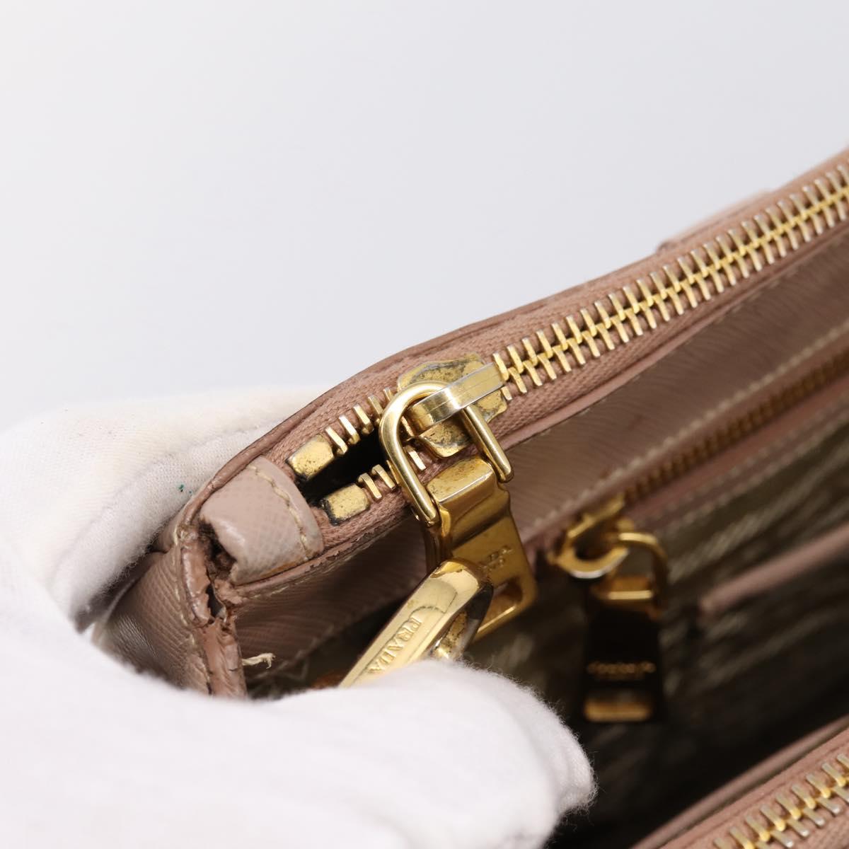 PRADA Galleria Hand Bag Saffiano 2way Pink Gold Tone Auth 202076V