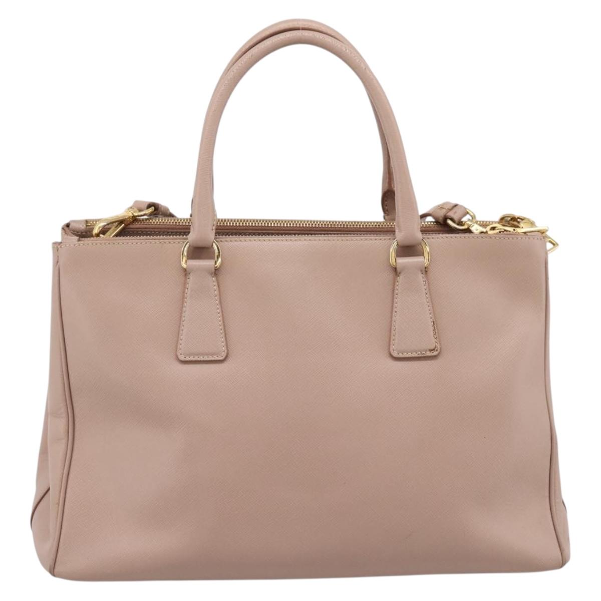 PRADA Galleria Hand Bag Saffiano 2way Pink Gold Tone Auth 202076V