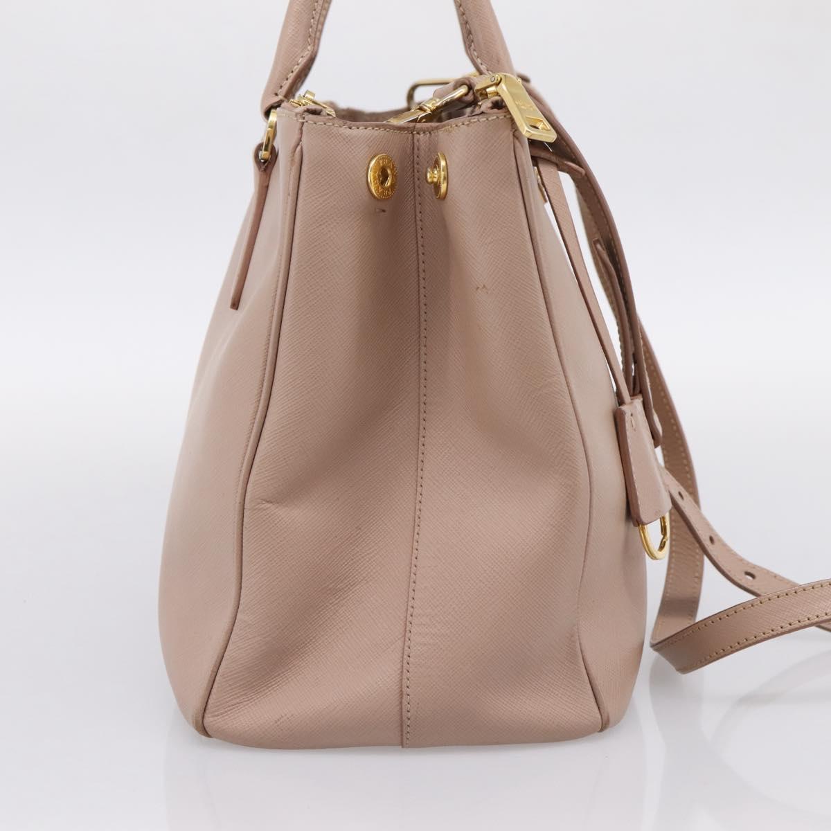 PRADA Galleria Hand Bag Saffiano 2way Pink Gold Tone Auth 202076V