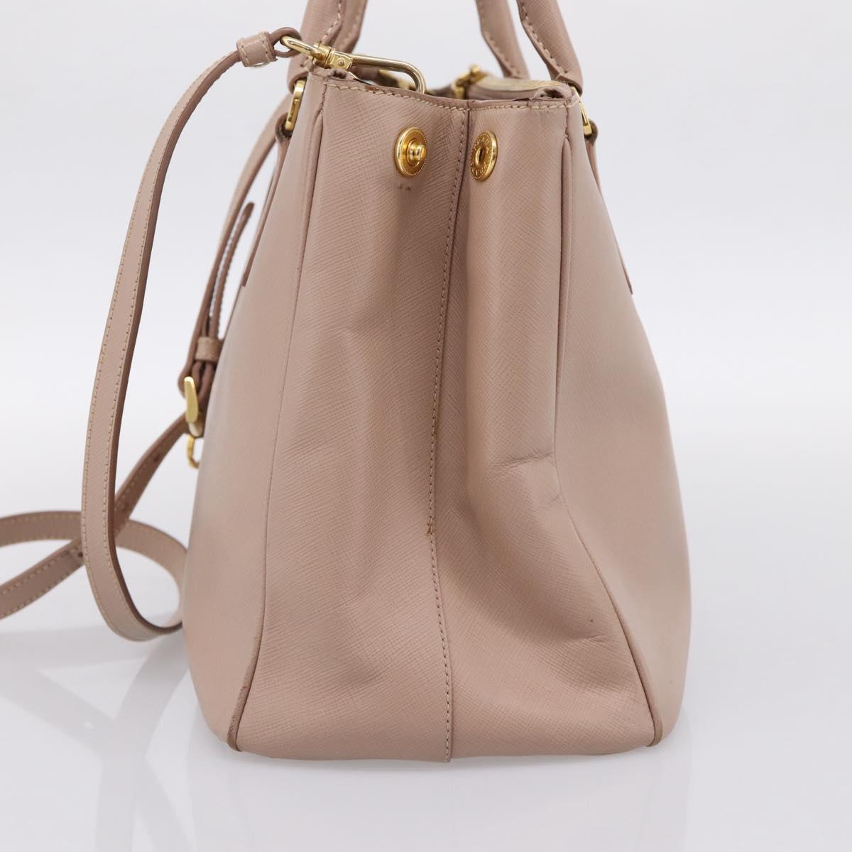 PRADA Galleria Hand Bag Saffiano 2way Pink Gold Tone Auth 202076V