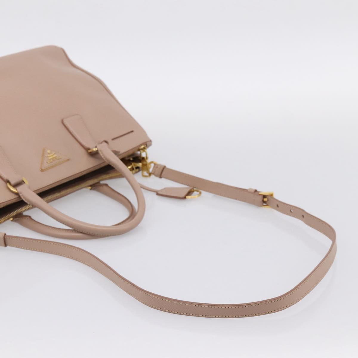 PRADA Galleria Hand Bag Saffiano 2way Pink Gold Tone Auth 202076V