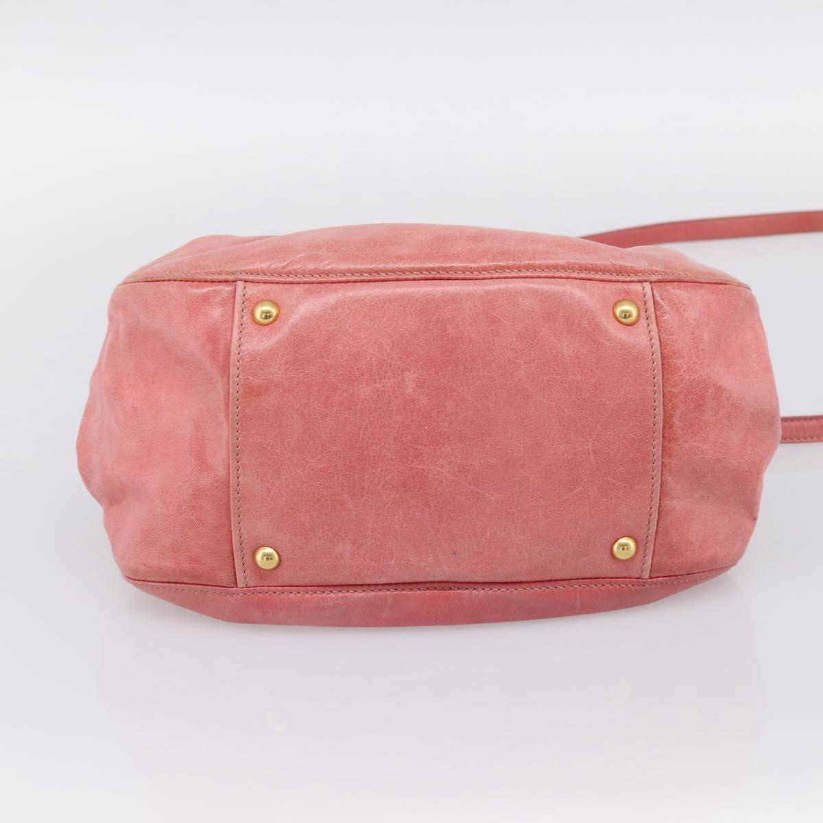 Miu Miu Vitellolux Hand Bag Leather 2way Pink Gold Tone Auth 202077V