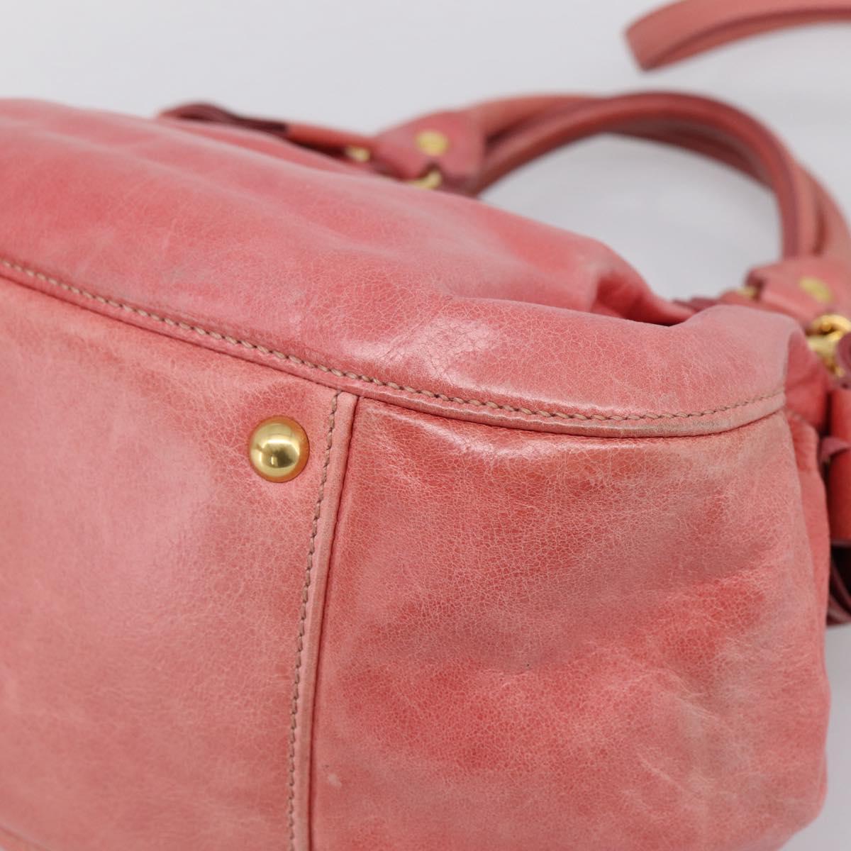 Miu Miu Vitellolux Hand Bag Leather 2way Pink Gold Tone Auth 202077V