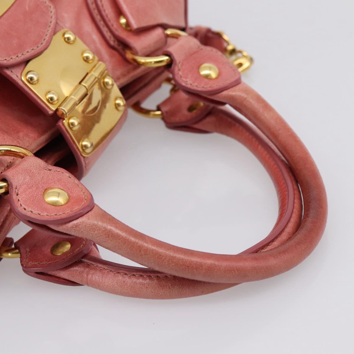 Miu Miu Vitellolux Hand Bag Leather 2way Pink Gold Tone Auth 202077V