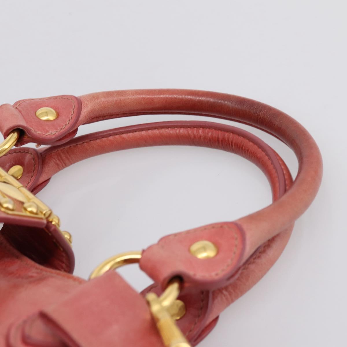 Miu Miu Vitellolux Hand Bag Leather 2way Pink Gold Tone Auth 202077V