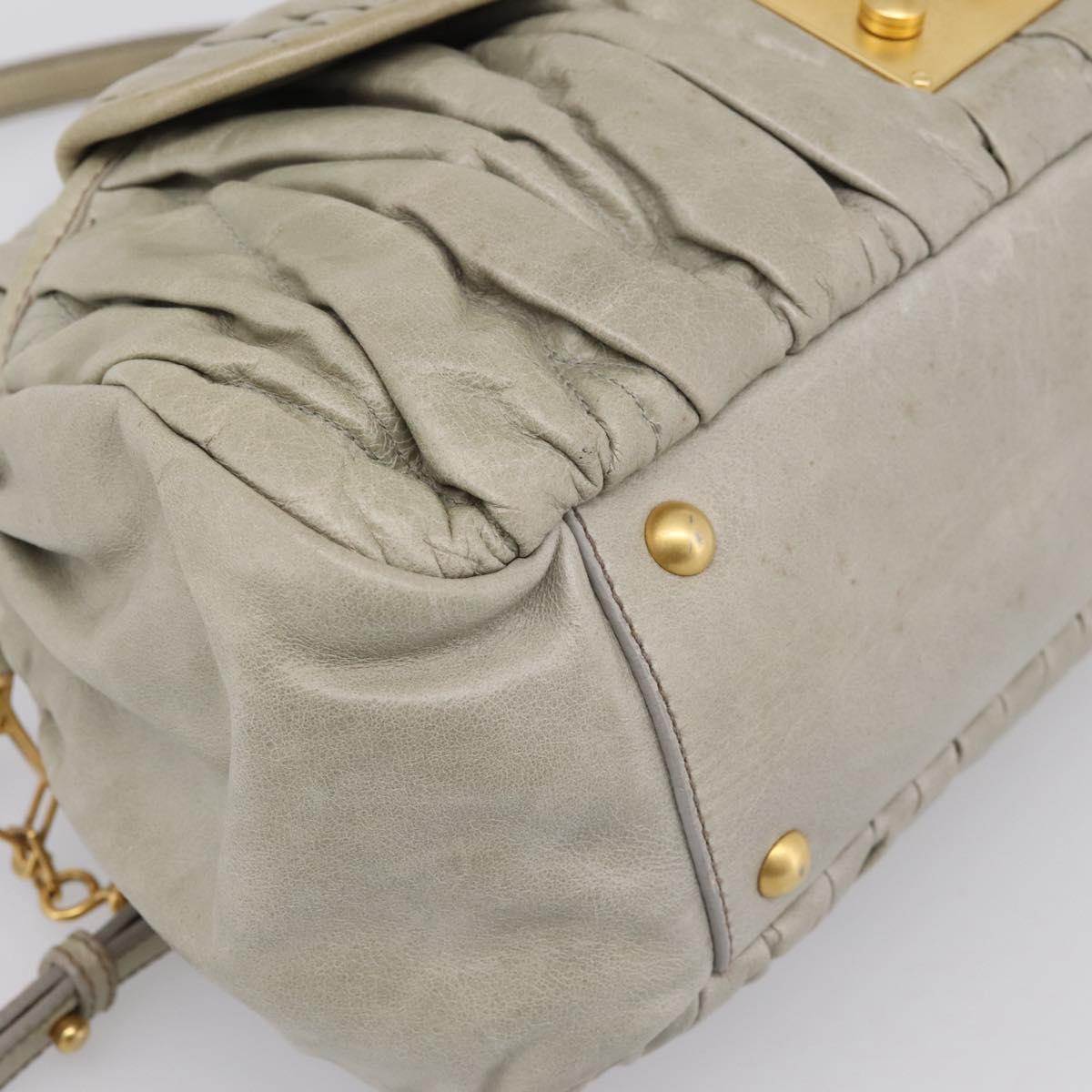 Miu Miu Vitellolux Hand Bag Leather 2way Green Gold Tone Auth 202078V