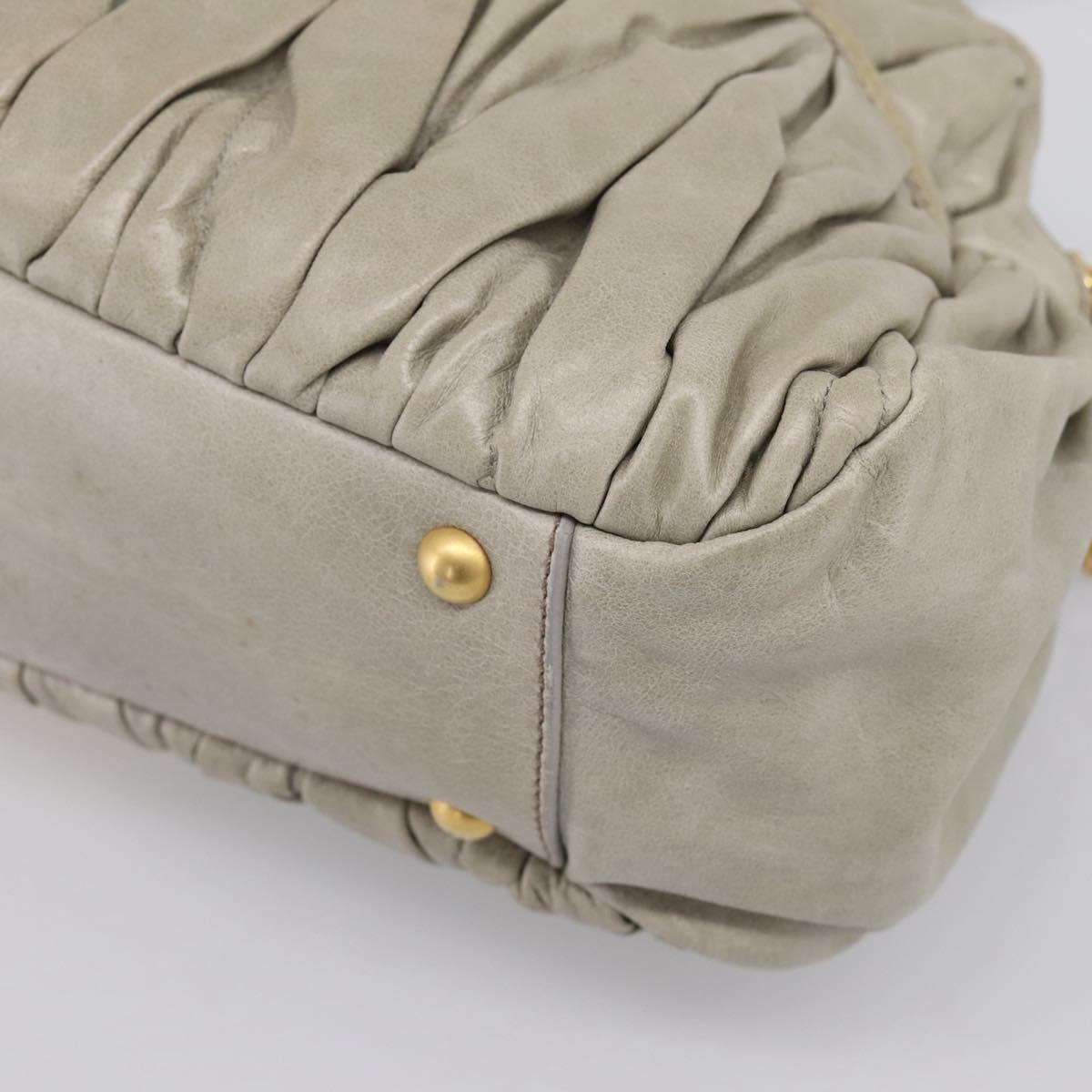 Miu Miu Vitellolux Hand Bag Leather 2way Green Gold Tone Auth 202078V