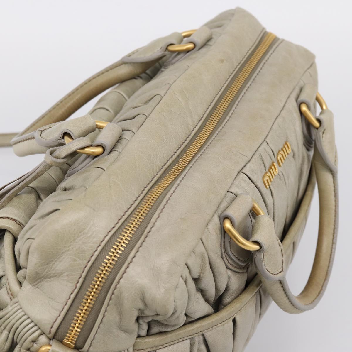 Miu Miu Vitellolux Hand Bag Leather 2way Green Gold Tone Auth 202078V