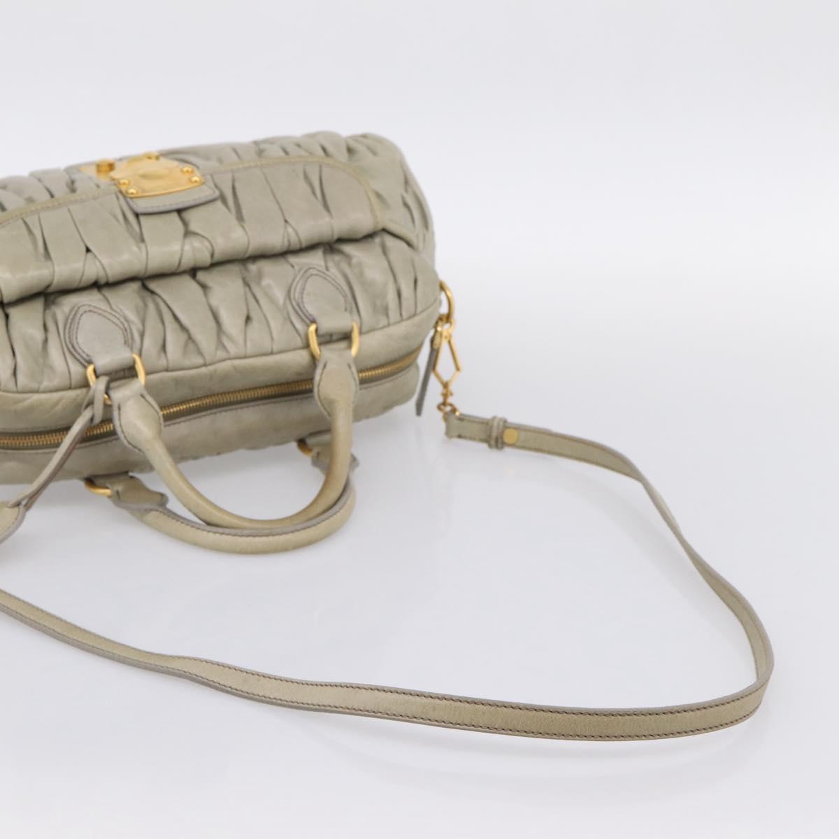 Miu Miu Vitellolux Hand Bag Leather 2way Green Gold Tone Auth 202078V
