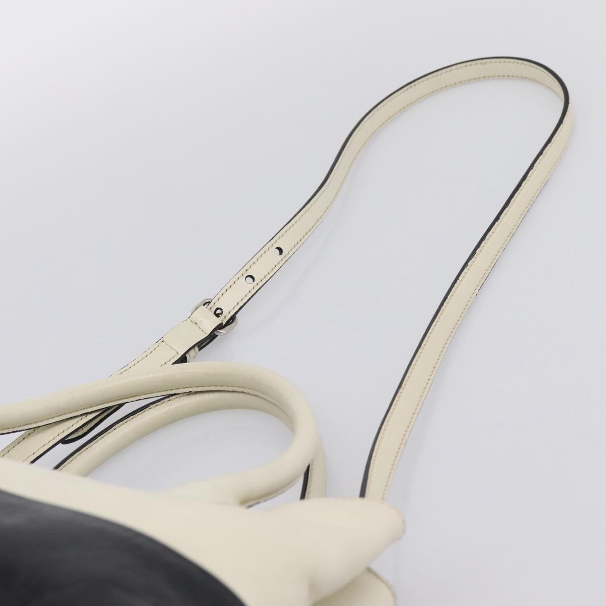 Miu Miu Vitellolux Hand Bag Leather 2way Black White Auth 202079V