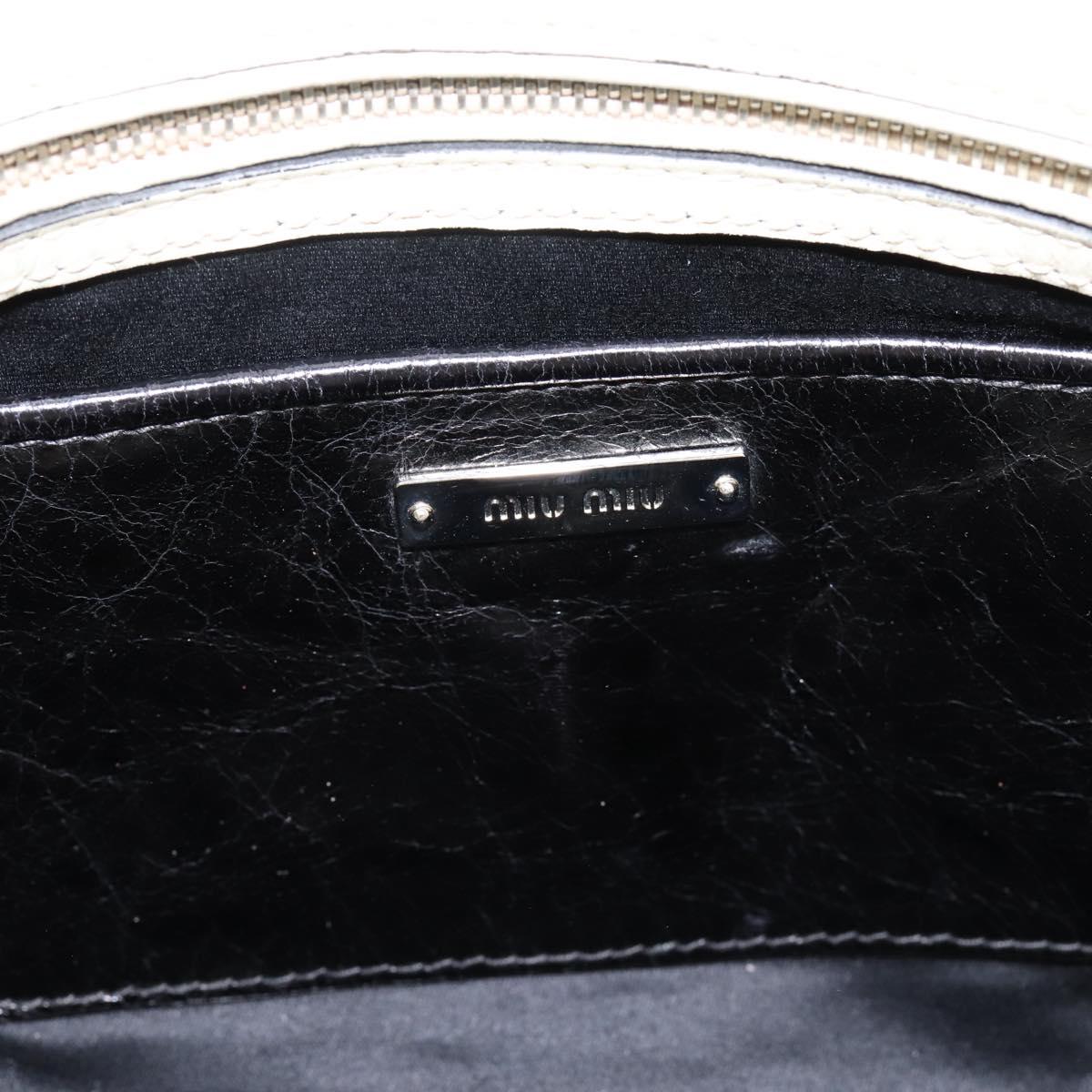 Miu Miu Vitellolux Hand Bag Leather 2way Black White Auth 202079V