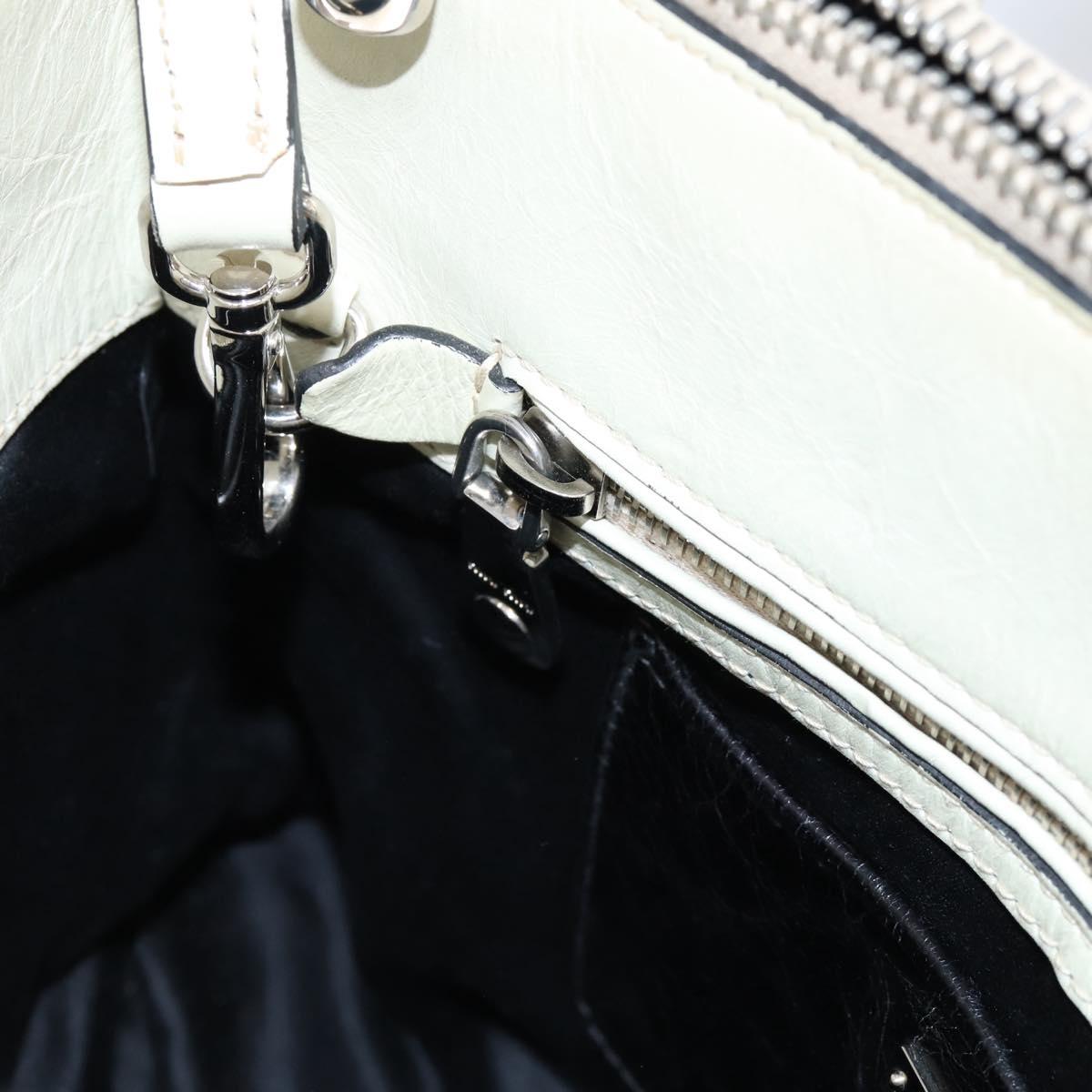 Miu Miu Vitellolux Hand Bag Leather 2way Black White Auth 202079V