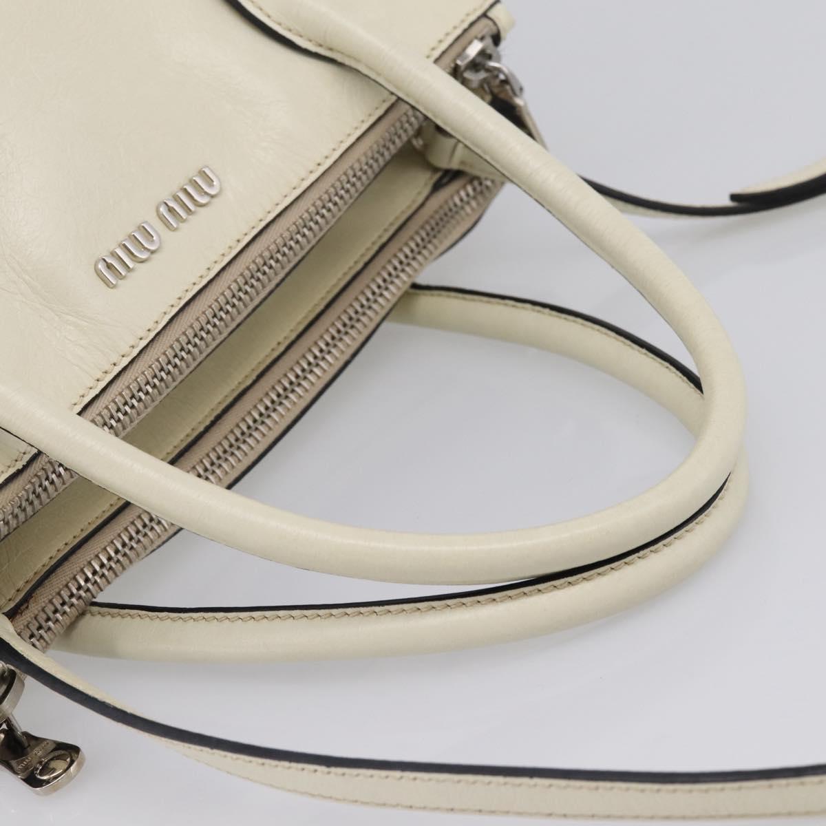 Miu Miu Vitellolux Hand Bag Leather 2way Black White Auth 202079V