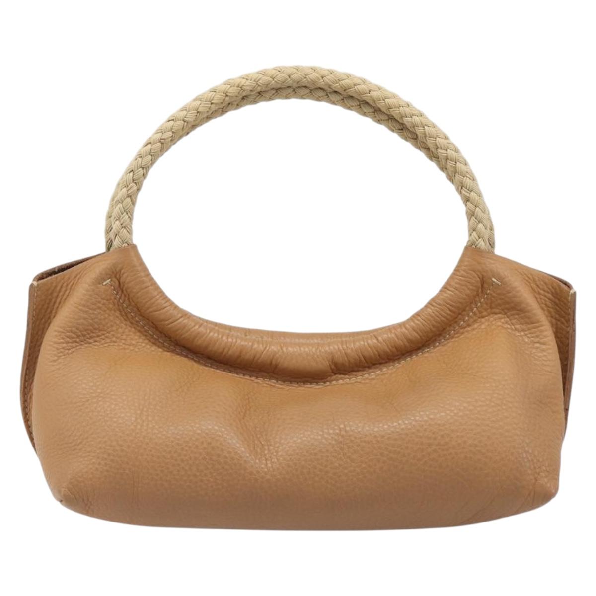 Miu Miu Tote Bag Leather Brown Beige Auth 202080V
