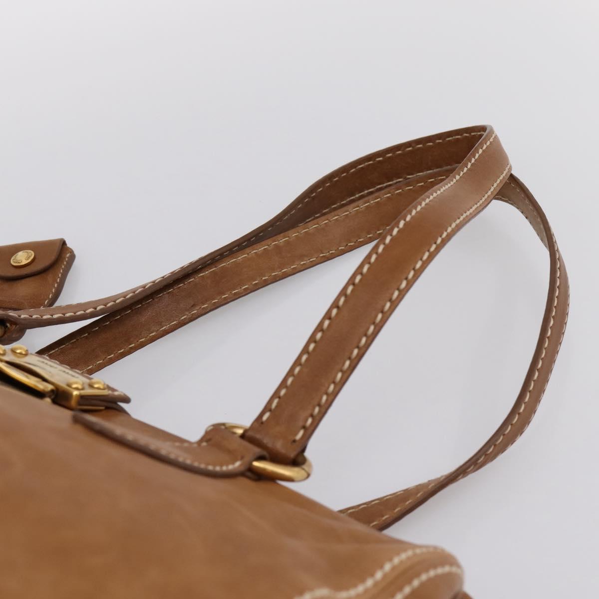 Miu Miu Vitellolux Tote Bag Leather Brown Gold Tone Auth 202081V