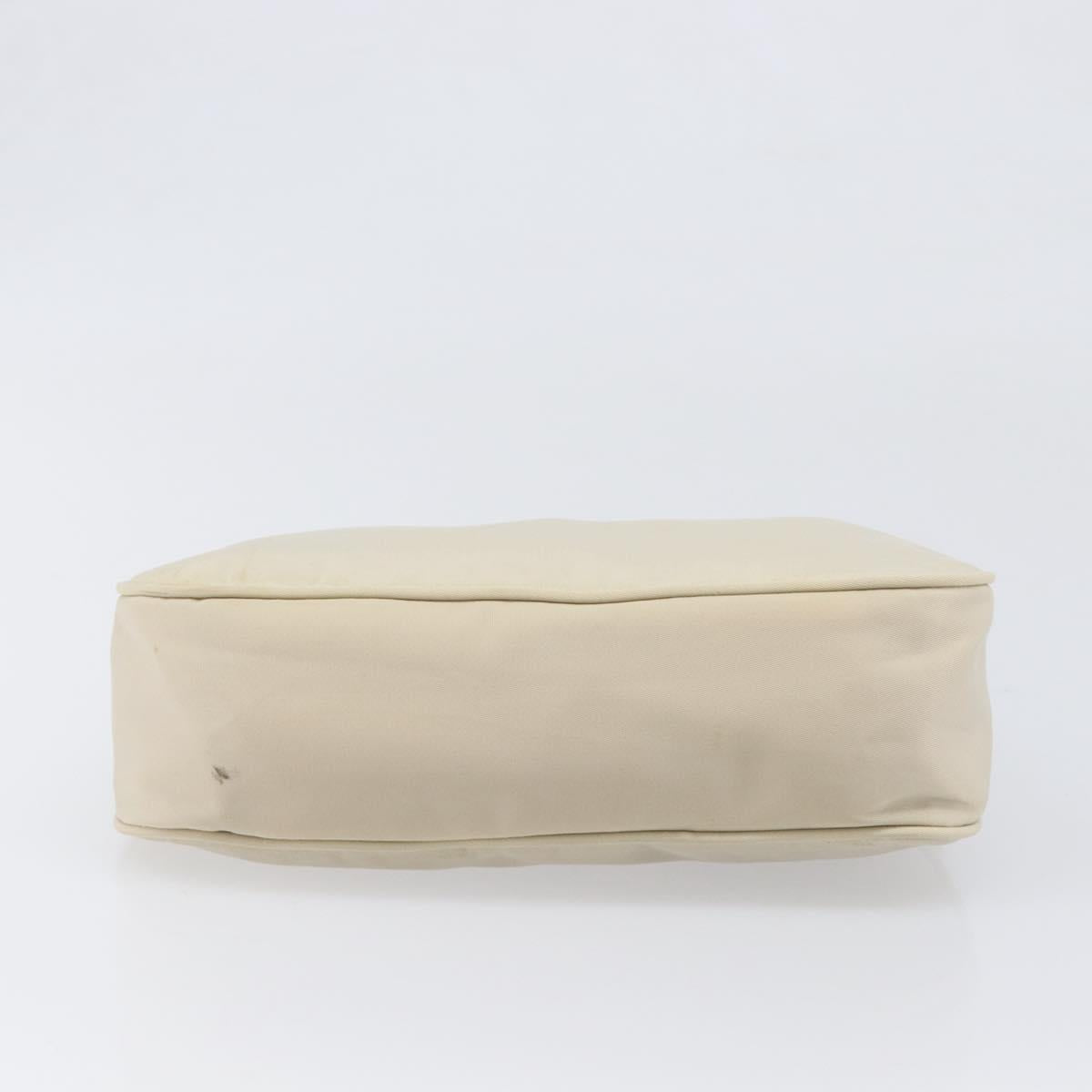 PRADA Accessory Pouch Nylon Beige Silver Auth 202088