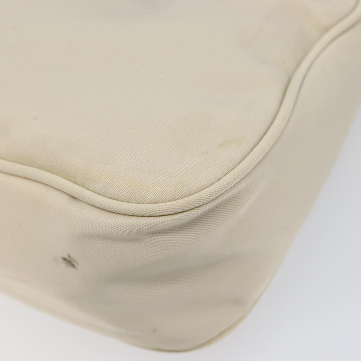PRADA Accessory Pouch Nylon Beige Silver Auth 202088