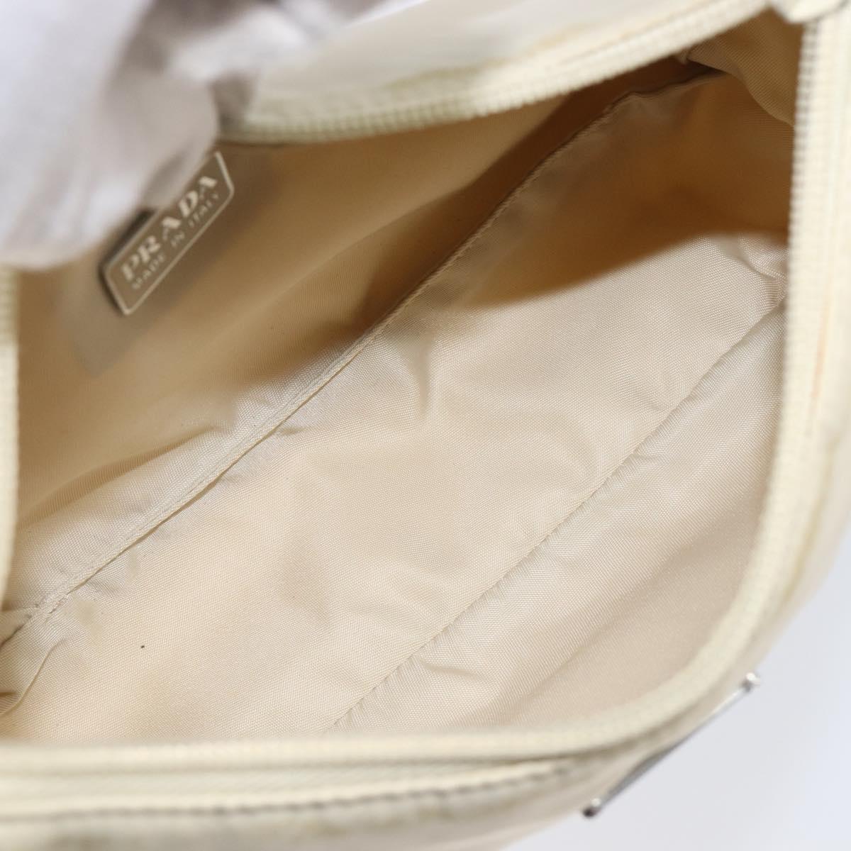 PRADA Accessory Pouch Nylon Beige Silver Auth 202088