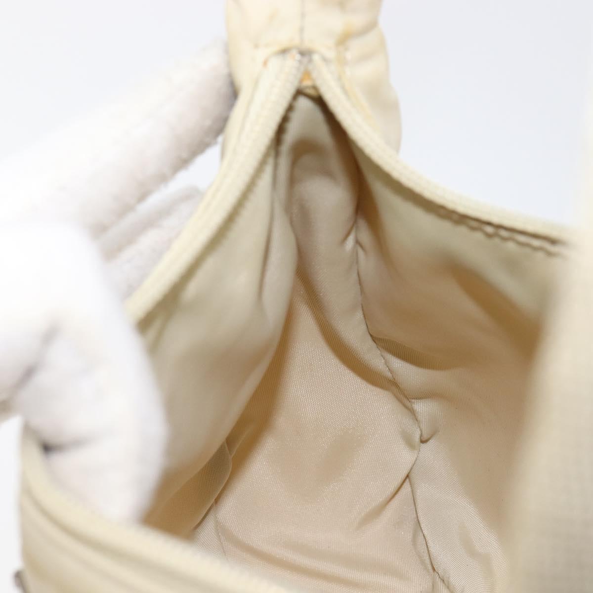 PRADA Accessory Pouch Nylon Beige Silver Auth 202088