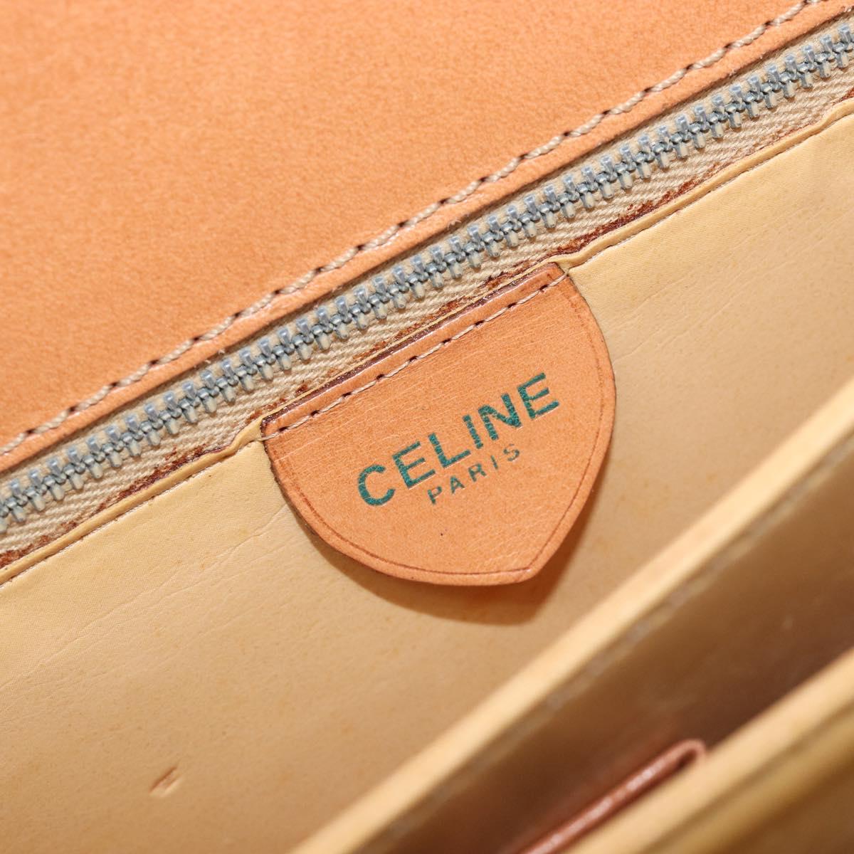 CELINE Macadam Horse Carriage Shoulder Bag PVC Brown Gold Tone Auth 202089A