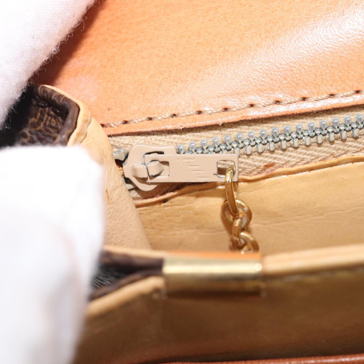CELINE Macadam Horse Carriage Shoulder Bag PVC Brown Gold Tone Auth 202089A