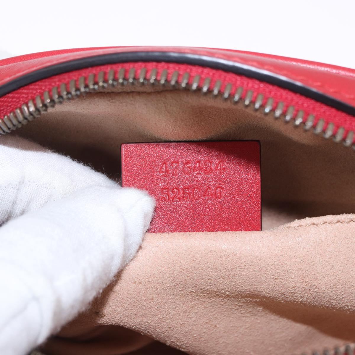 GUCCI GG Marmont Waist Bag Leather Red Gold Tone 476434 Auth 202090V