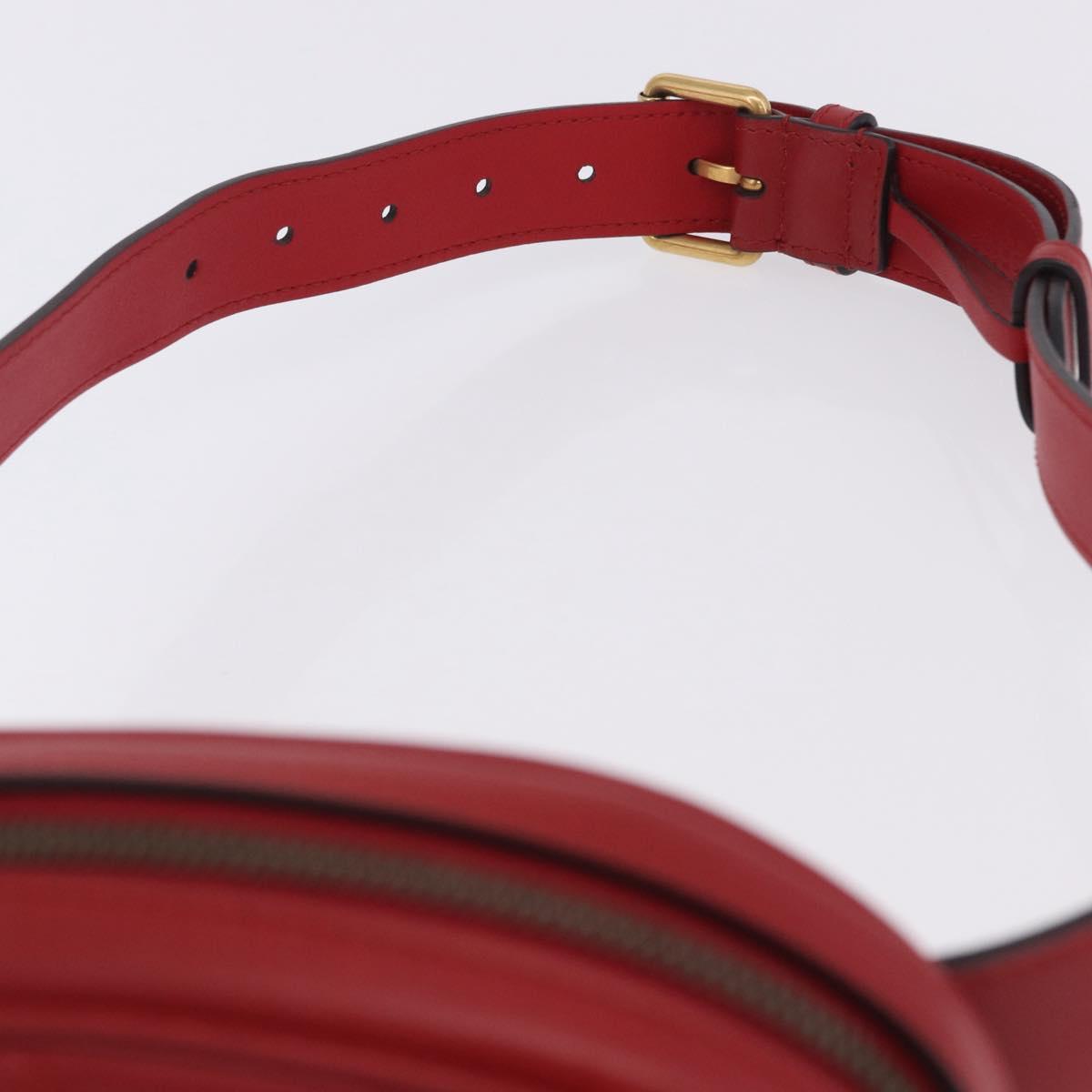 GUCCI GG Marmont Waist Bag Leather Red Gold Tone 476434 Auth 202090V