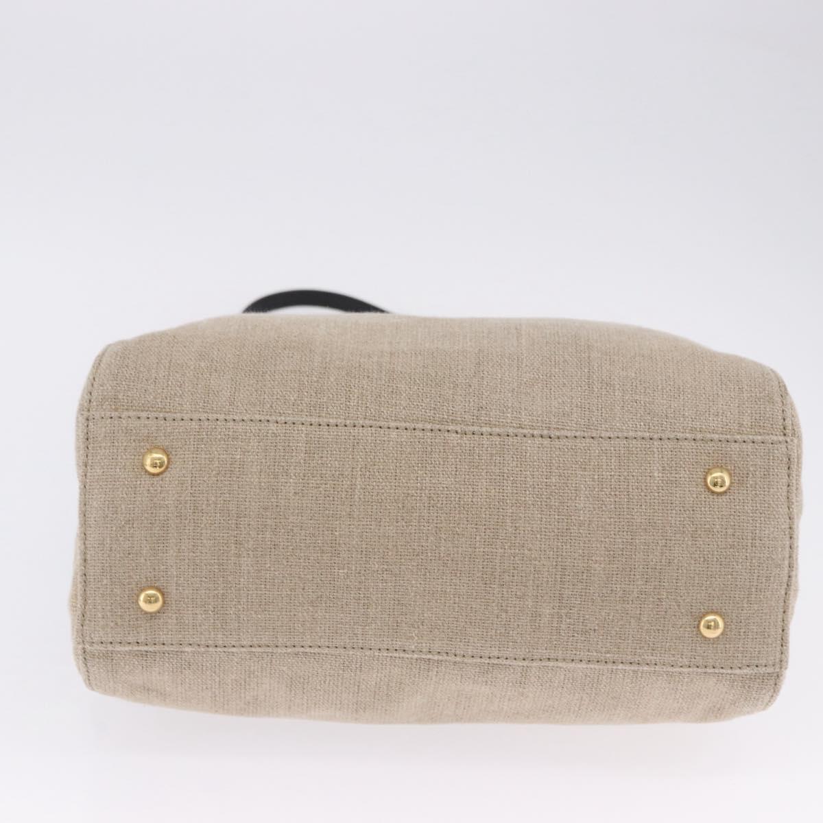 FENDI Chameleon Hand Bag Canvas 2way Beige Gold Tone 8BL114 Auth 202092