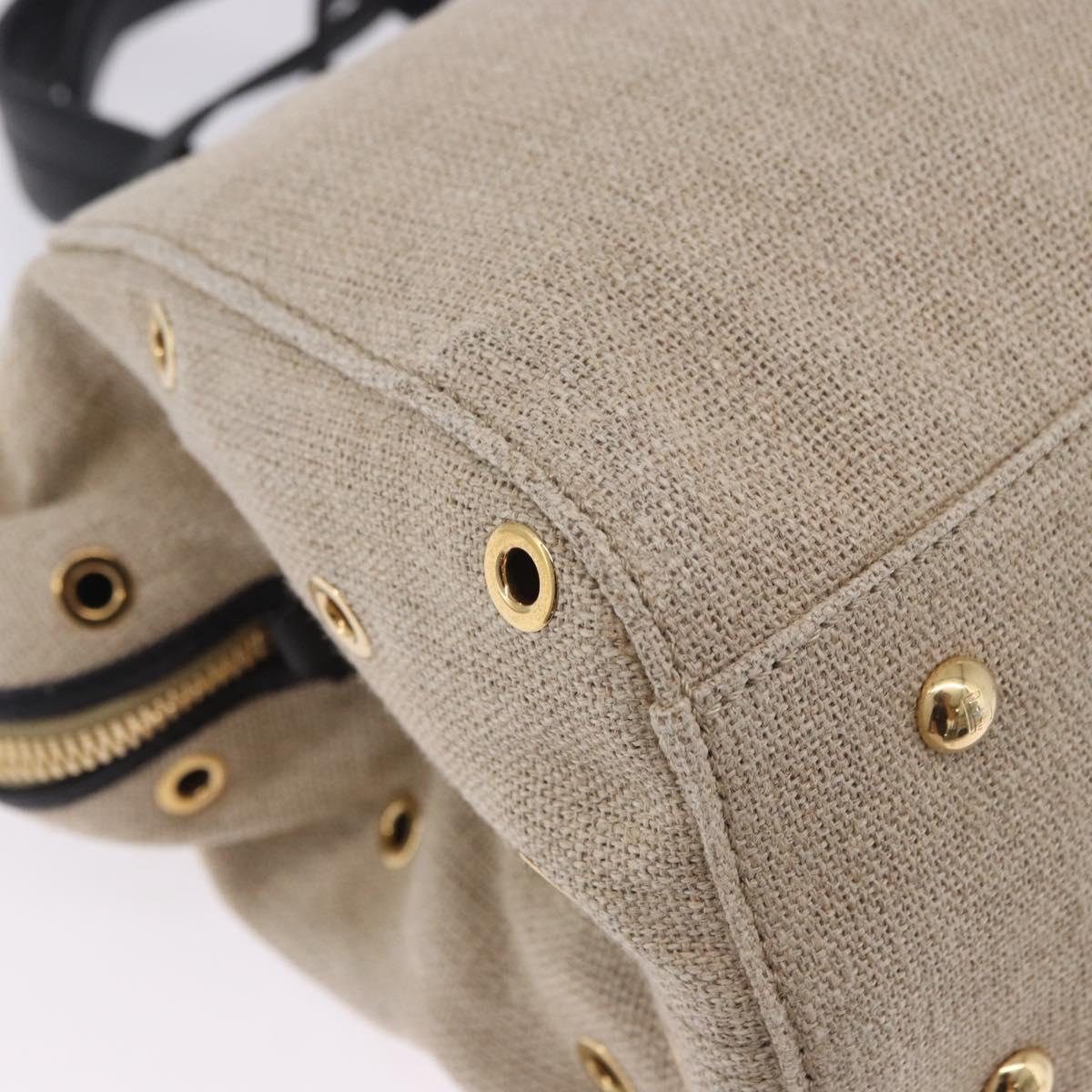 FENDI Chameleon Hand Bag Canvas 2way Beige Gold Tone 8BL114 Auth 202092