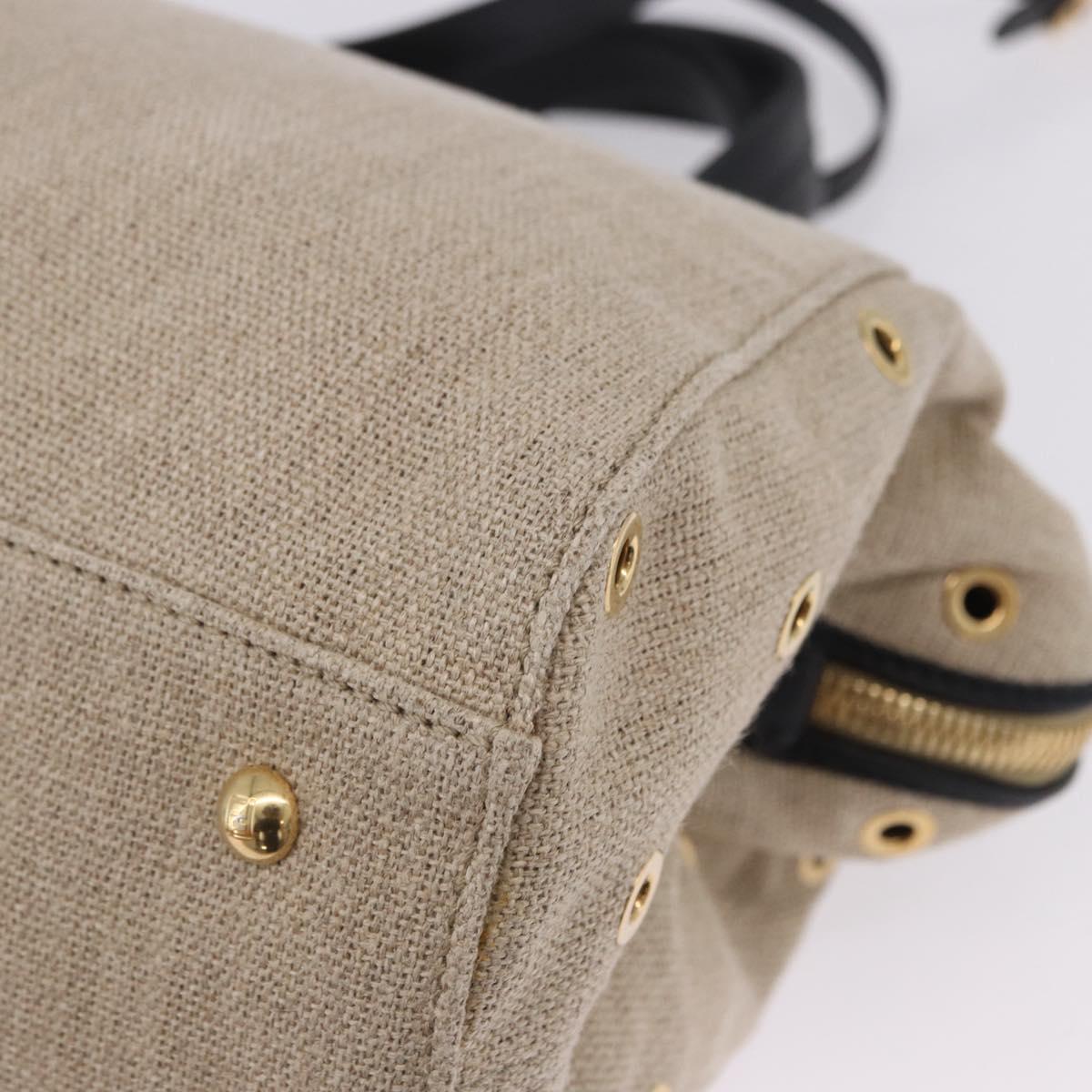 FENDI Chameleon Hand Bag Canvas 2way Beige Gold Tone 8BL114 Auth 202092