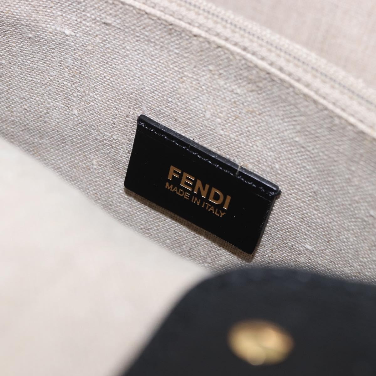 FENDI Chameleon Hand Bag Canvas 2way Beige Gold Tone 8BL114 Auth 202092