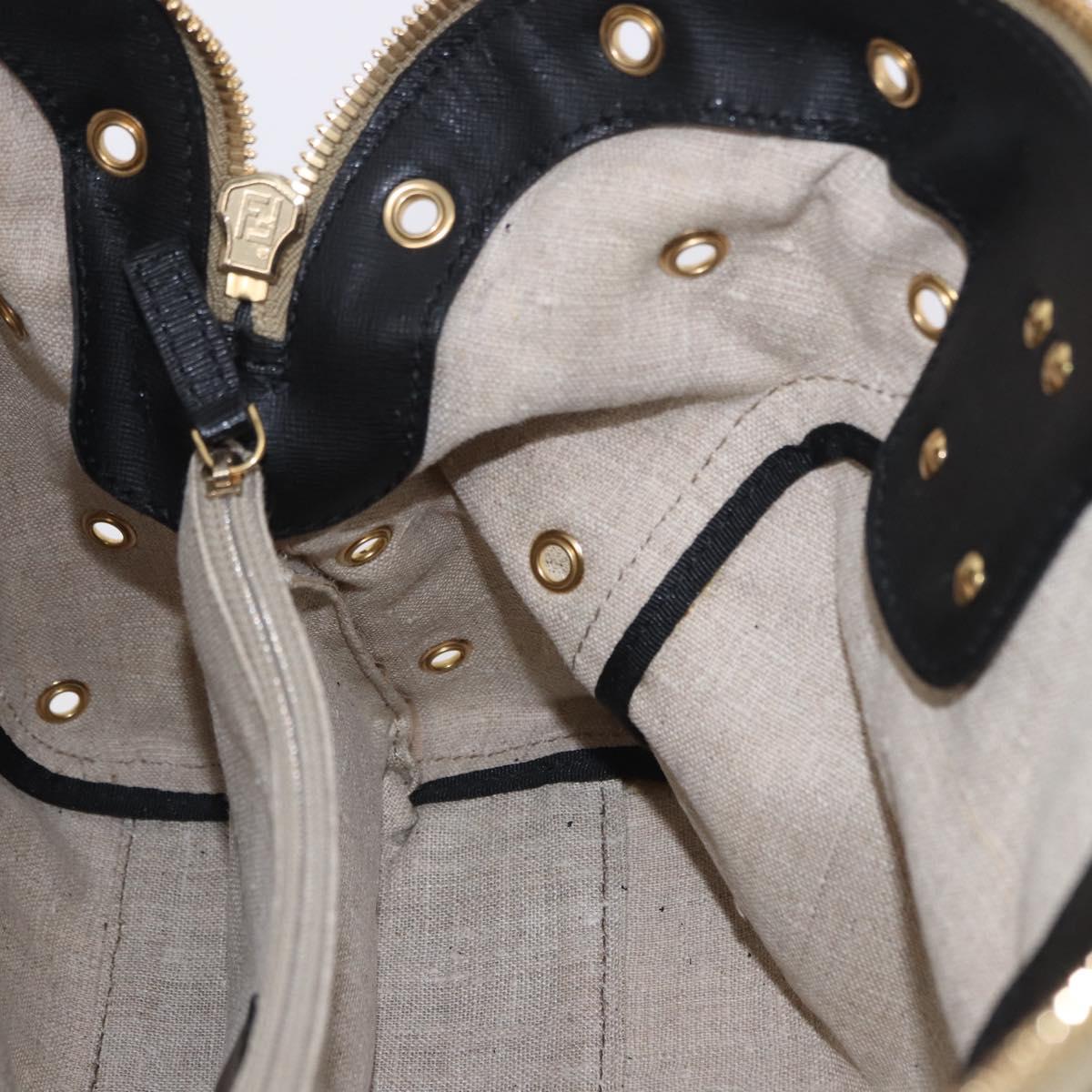 FENDI Chameleon Hand Bag Canvas 2way Beige Gold Tone 8BL114 Auth 202092