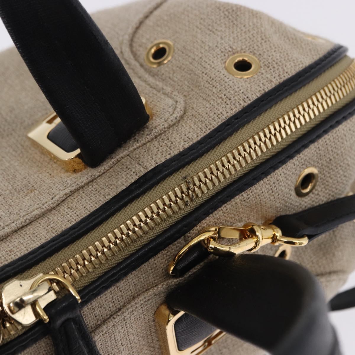 FENDI Chameleon Hand Bag Canvas 2way Beige Gold Tone 8BL114 Auth 202092
