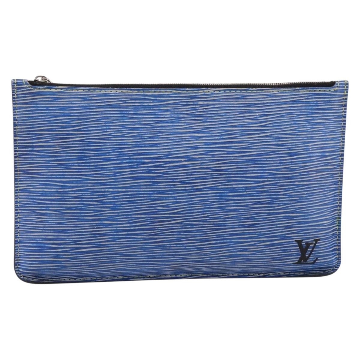 LOUIS VUITTON Epi Denim Neverfull MM Pouch Blue LV Auth 202098A