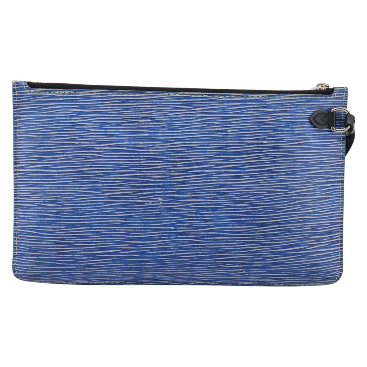 LOUIS VUITTON Epi Denim Neverfull MM Pouch Blue LV Auth 202098A