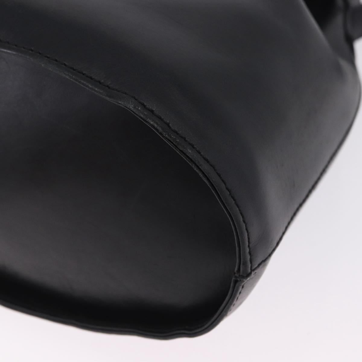 Salvatore Ferragamo Gancini Shoulder Bag Leather Black Gold Tone Auth 202100