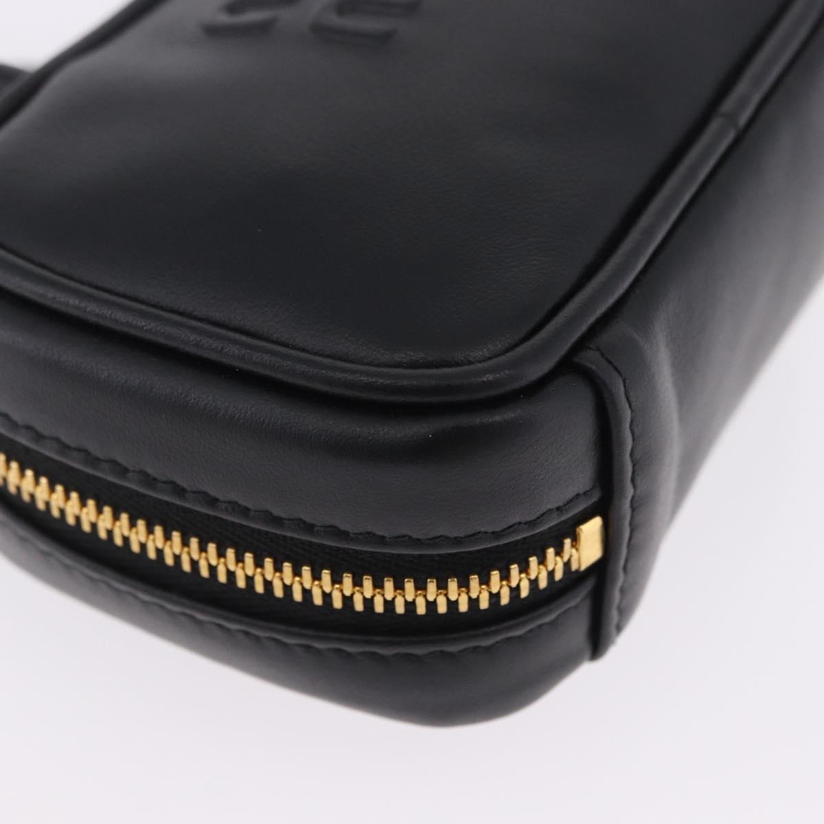 Miu Miu Beau Pouch Leather Black Gold Auth 202103M