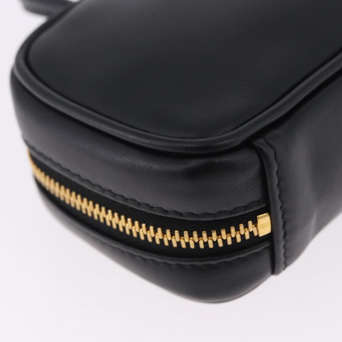 Miu Miu Beau Pouch Leather Black Gold Auth 202103M