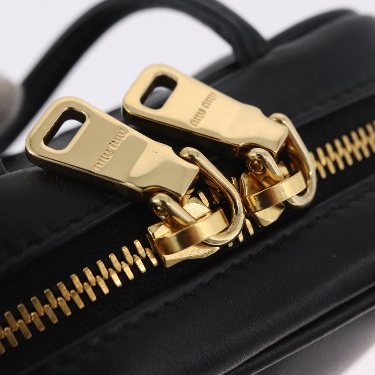 Miu Miu Beau Pouch Leather Black Gold Auth 202103M