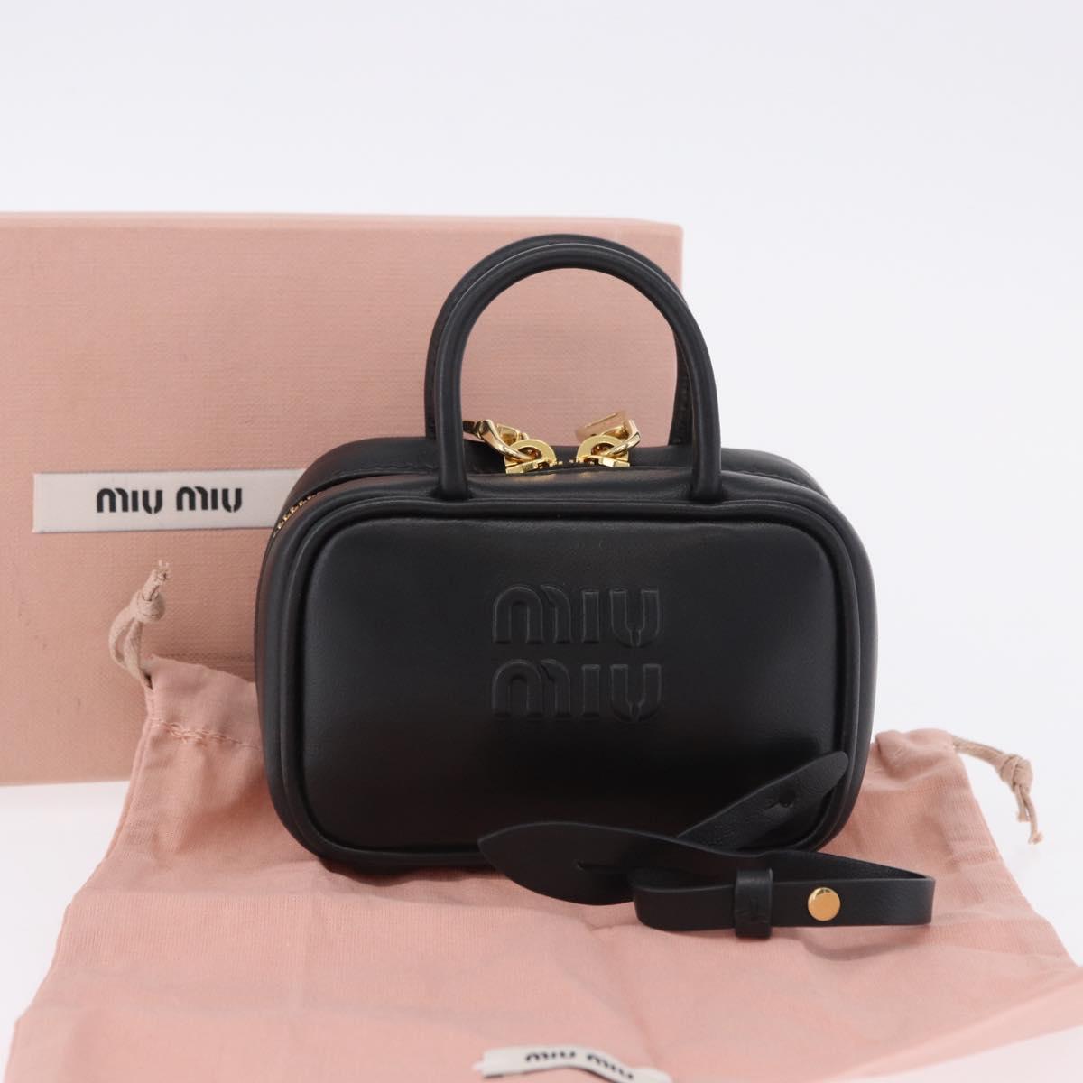 Miu Miu Beau Pouch Leather Black Gold Auth 202103M
