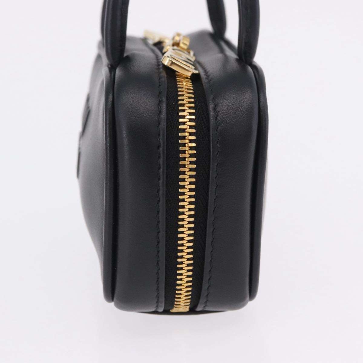 Miu Miu Beau Pouch Leather Black Gold Auth 202103M