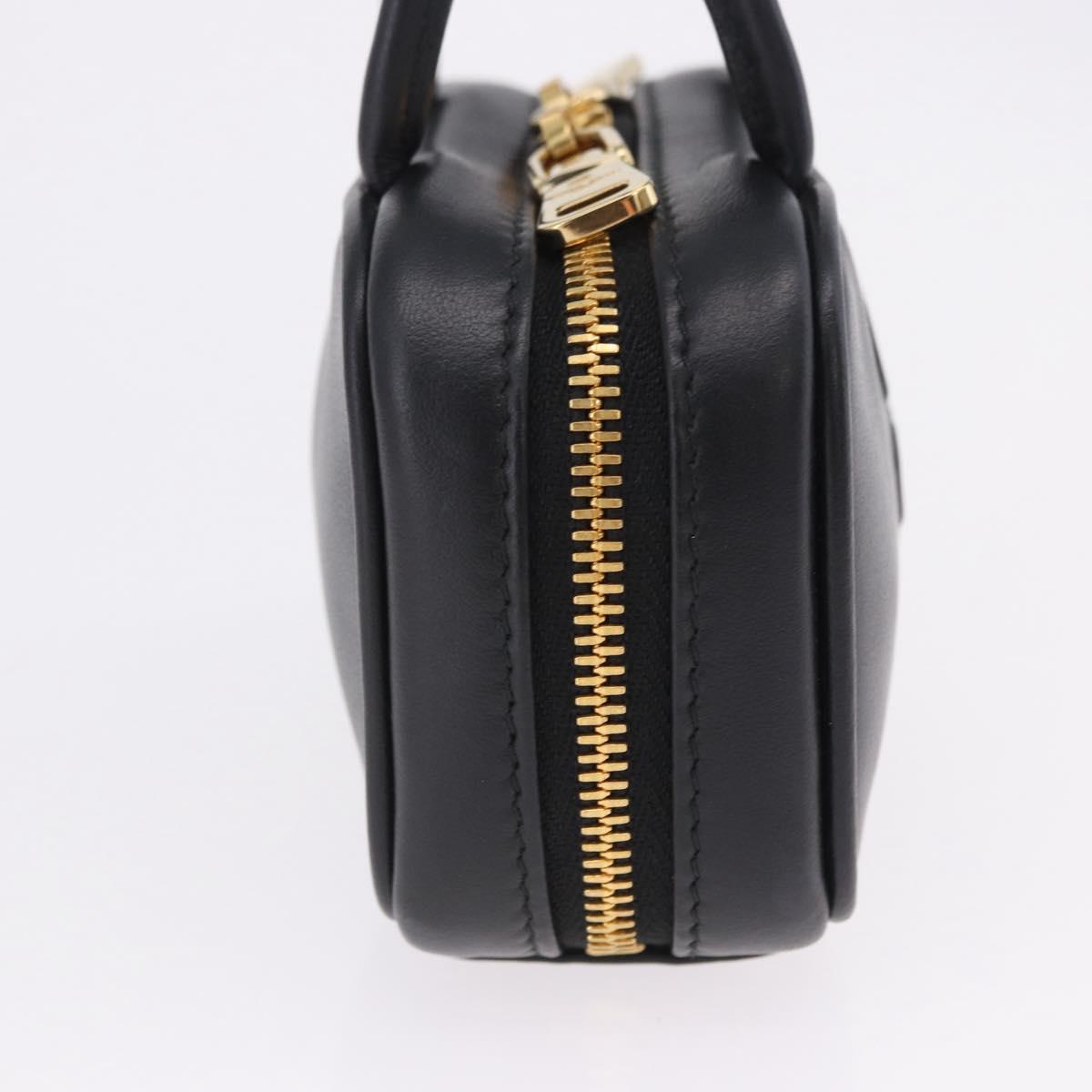 Miu Miu Beau Pouch Leather Black Gold Auth 202103M