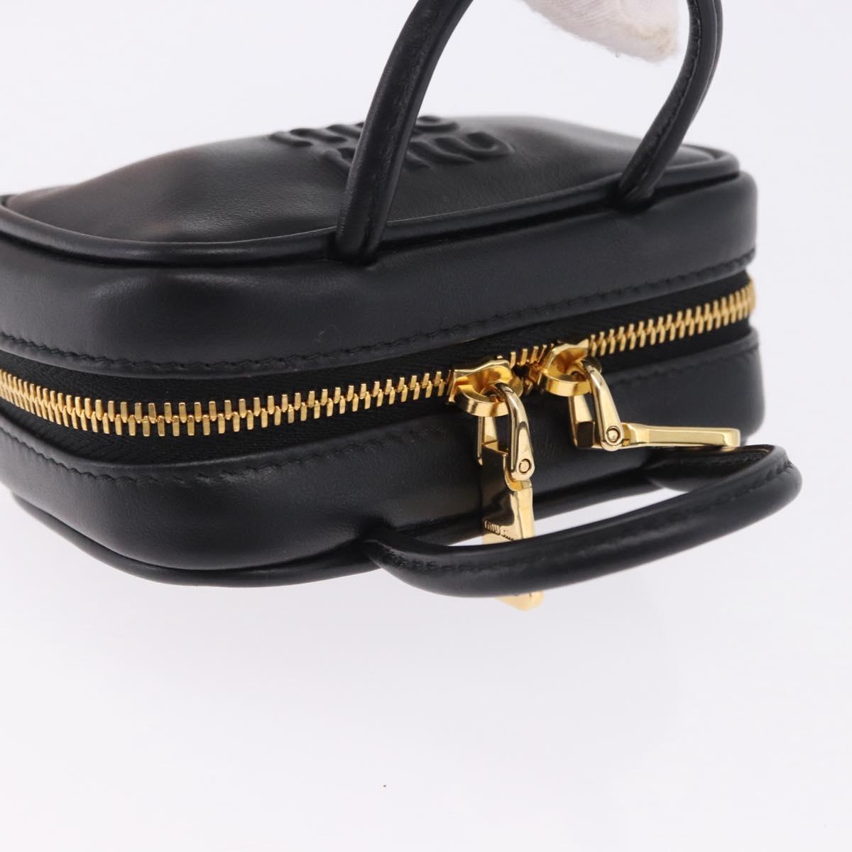 Miu Miu Beau Pouch Leather Black Gold Auth 202103M