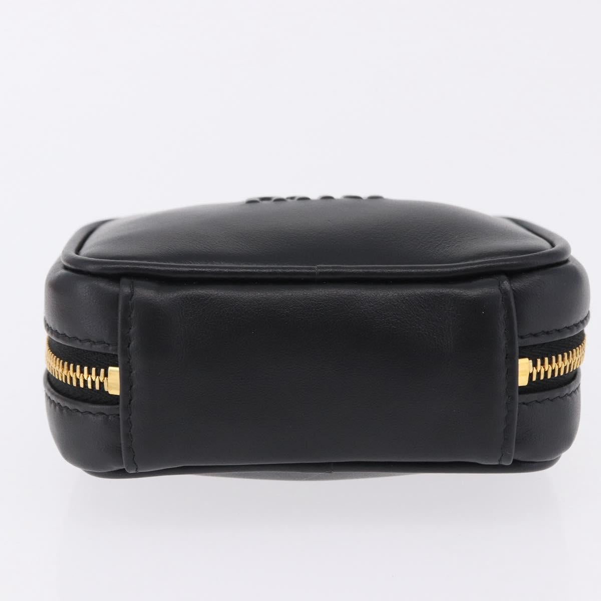 Miu Miu Beau Pouch Leather Black Gold Auth 202103M