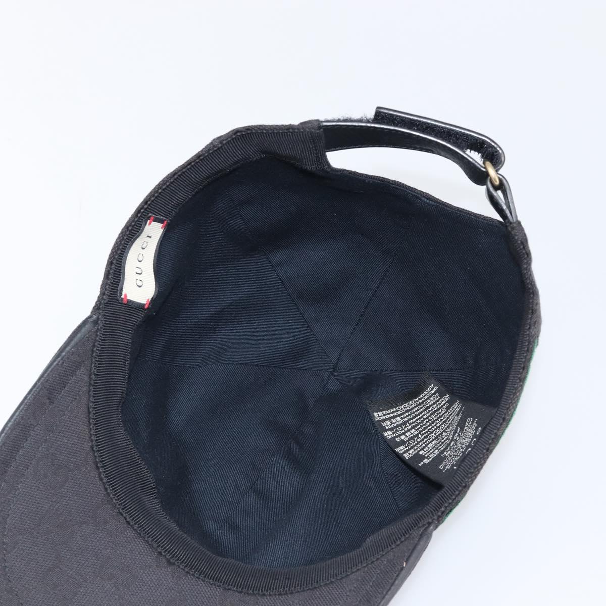 GUCCI GG Canvas Web Sherry Line Cap Black Gold Tone 200035 Auth 202104A